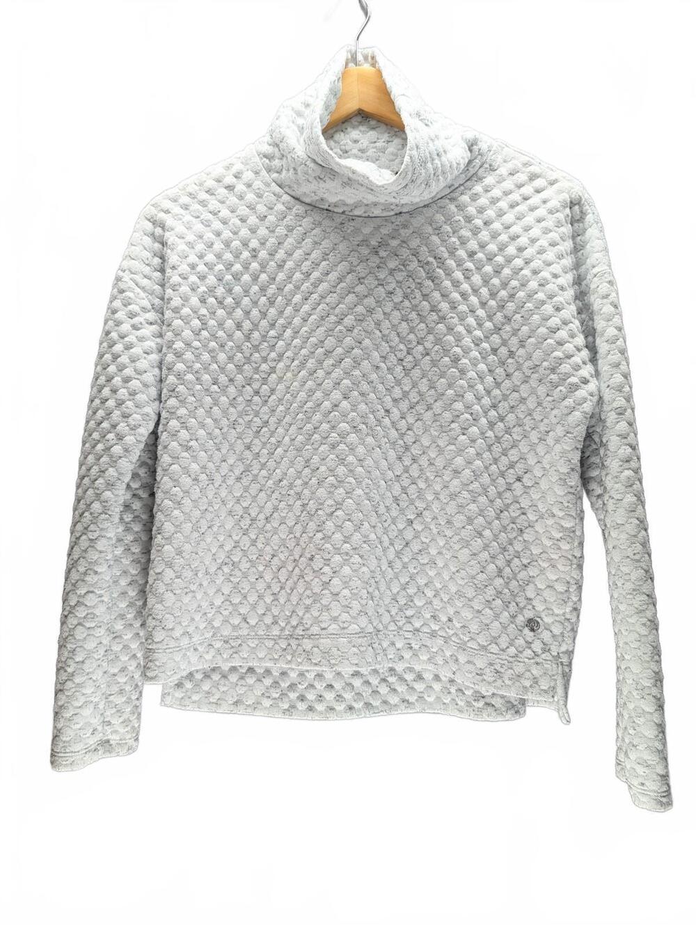 Apana Small Light Gray Textured Long Sleeve Pullover Sweater